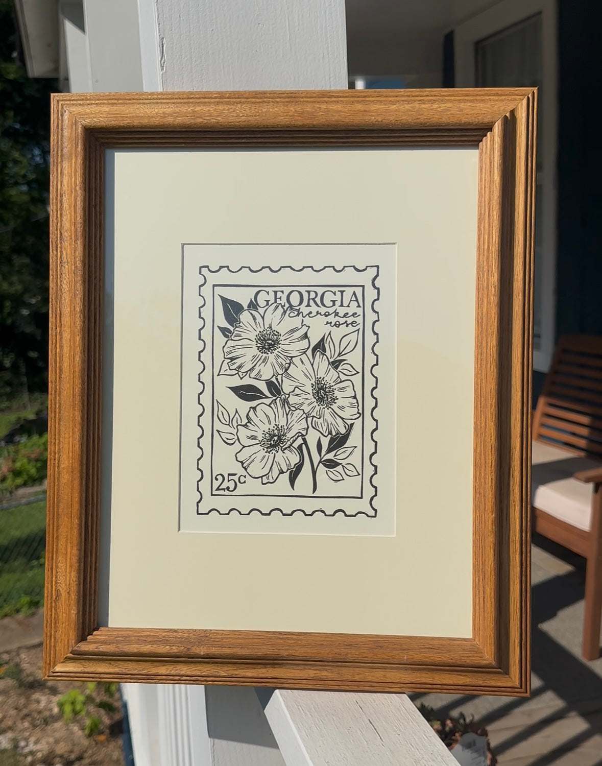 Georgia Cherokee Rose Postage Stamp Print